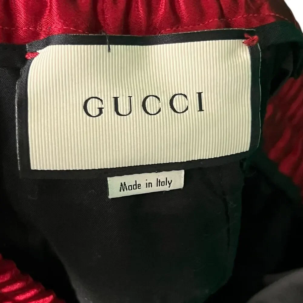 Gucci 2018 SS Black Acetate Black Red Sweat Track Athletic Pants EU 44 US XS